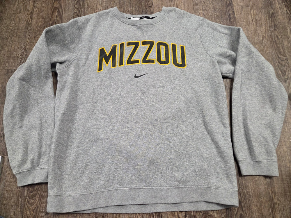 Nike Mizzou Tigers Sweatshirt Missouri University Gray Crewneck Large